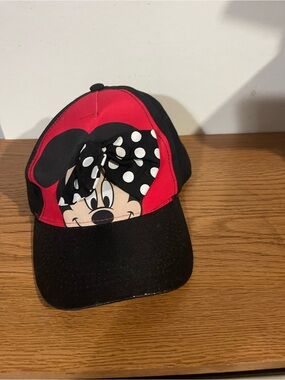 Disney Minnie Mouse Kids Cap in Red & Black with Polka Dot Bow